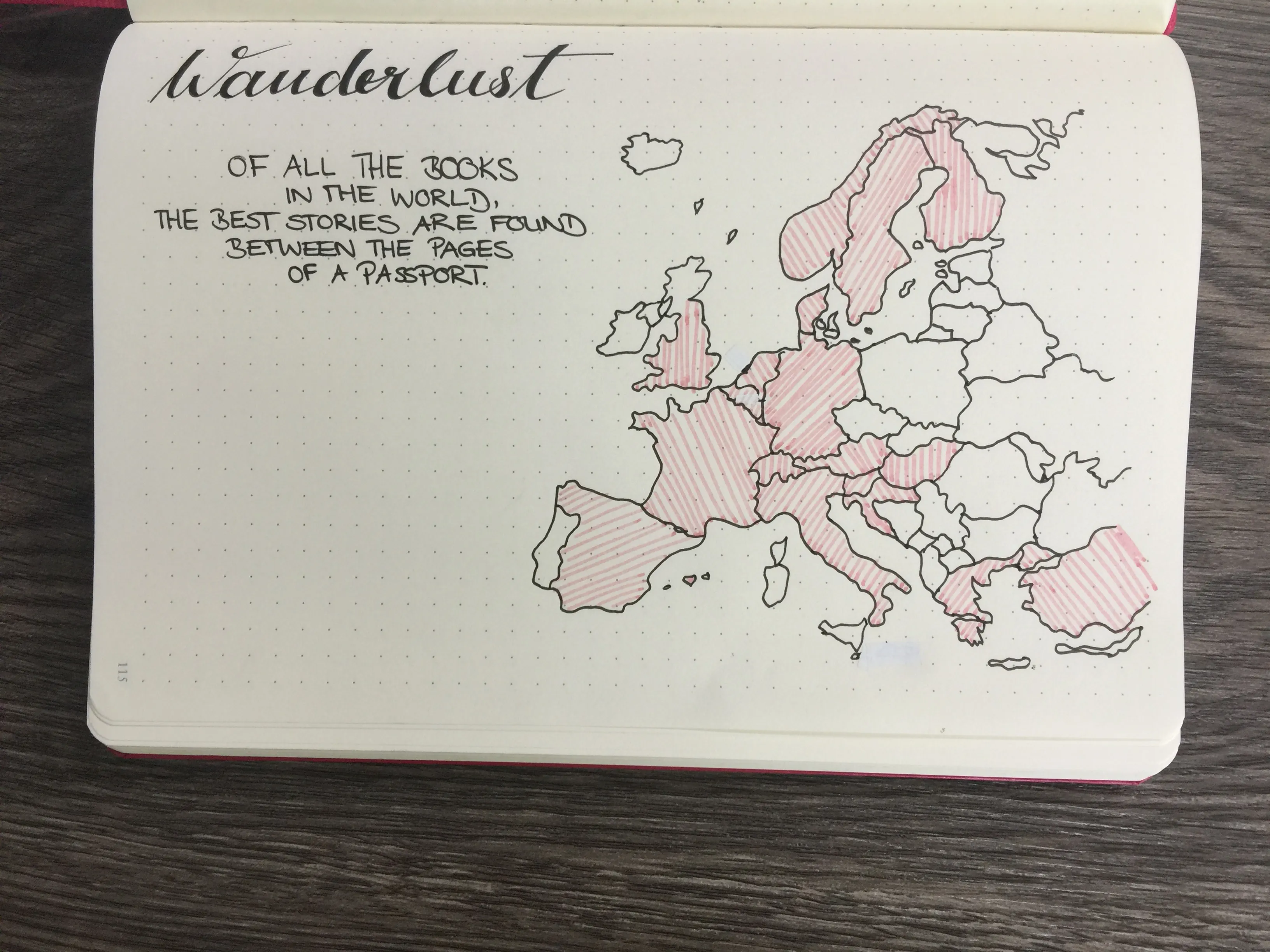 Europakarte Bullet Journal