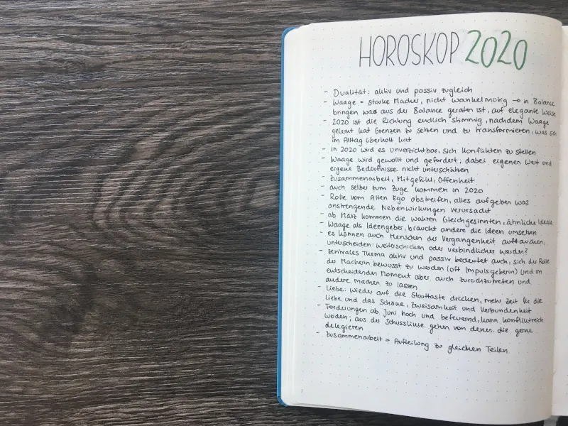 Horoskop für 2020 im Bullet Journal