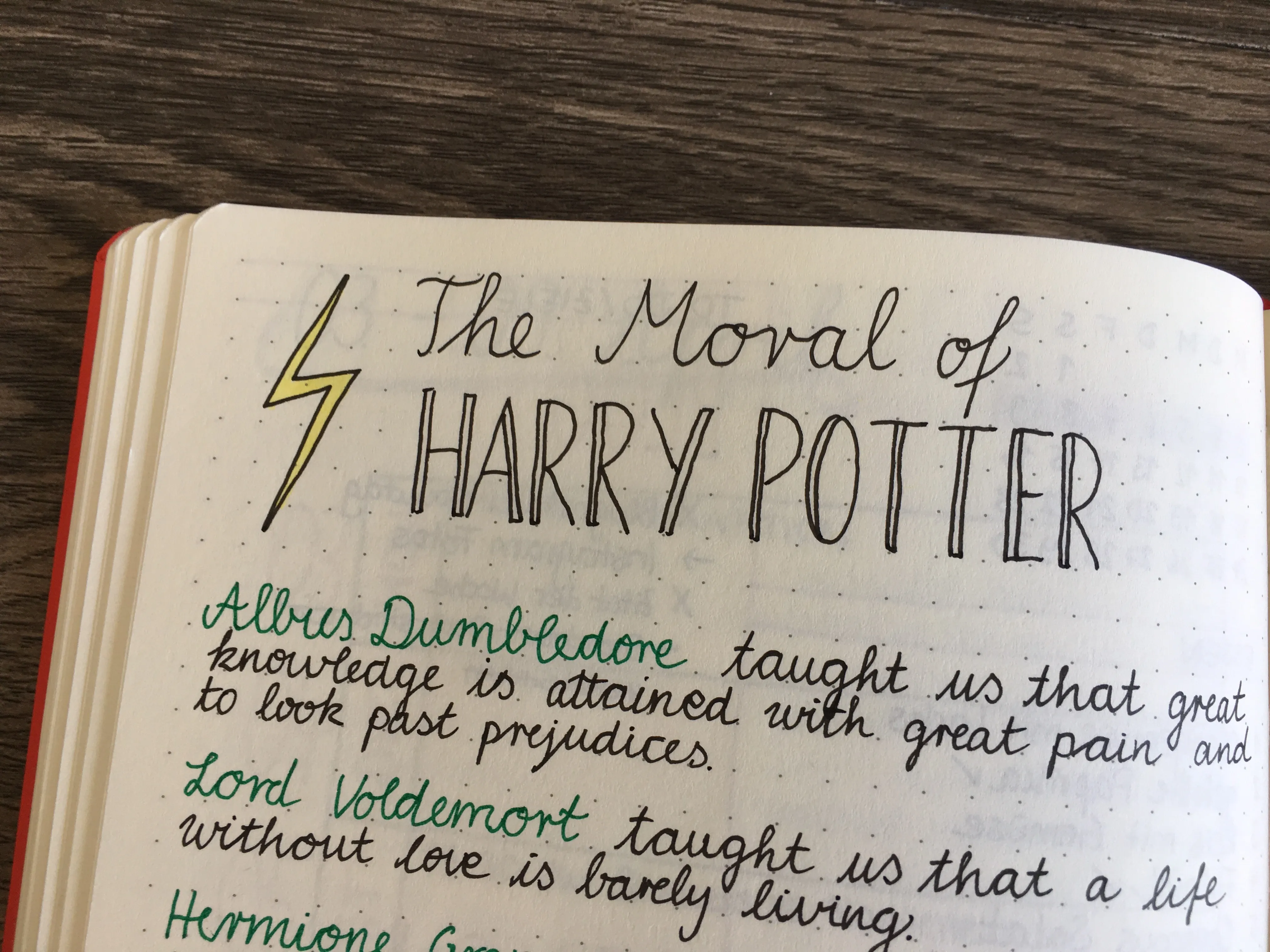 The Moral of Harry Potter, Überschrift in verschiedenen Größen und Schriftarten